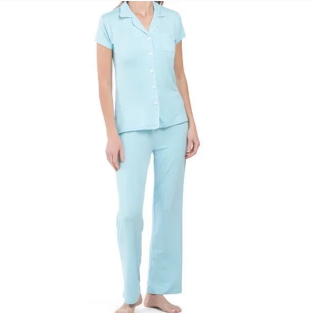 NEW JAMMIES SOFT BLUE TIPPED NOTCH PAJAMA SET SIZE:L